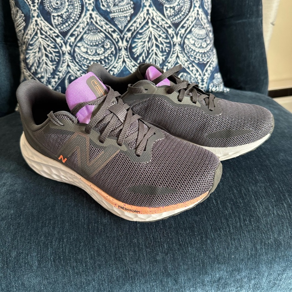 New Balance Gray and Purple Athletic Shoes Modern Design